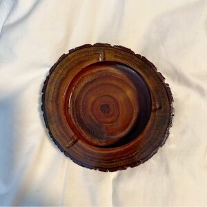 *GUC**VINTAGE* Ashtray Pine(?) Wood Hand Carved/Varnished - 2” X 6” -Minimal Use